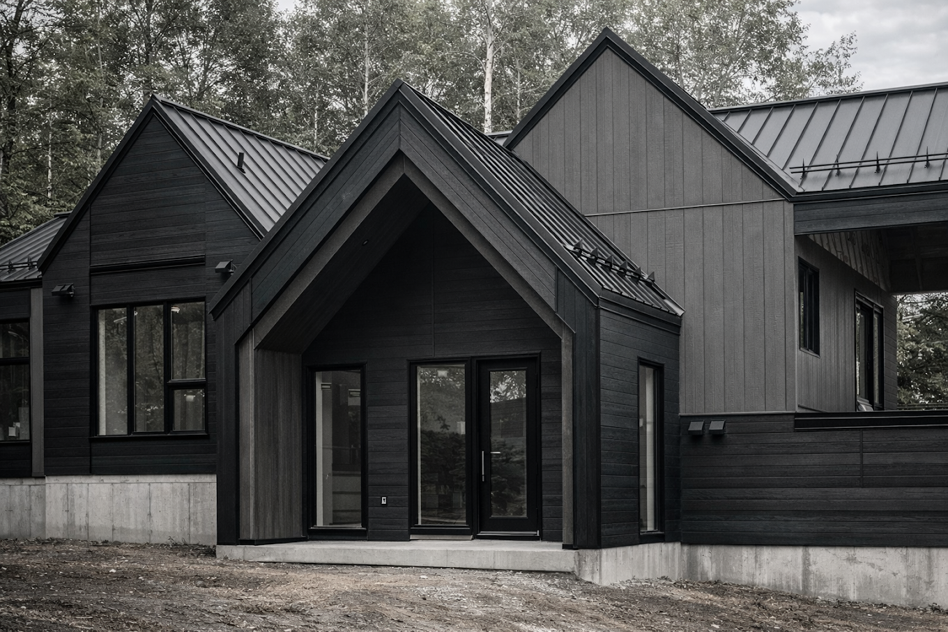Modern black board-and-batten siding installed on a home exterior